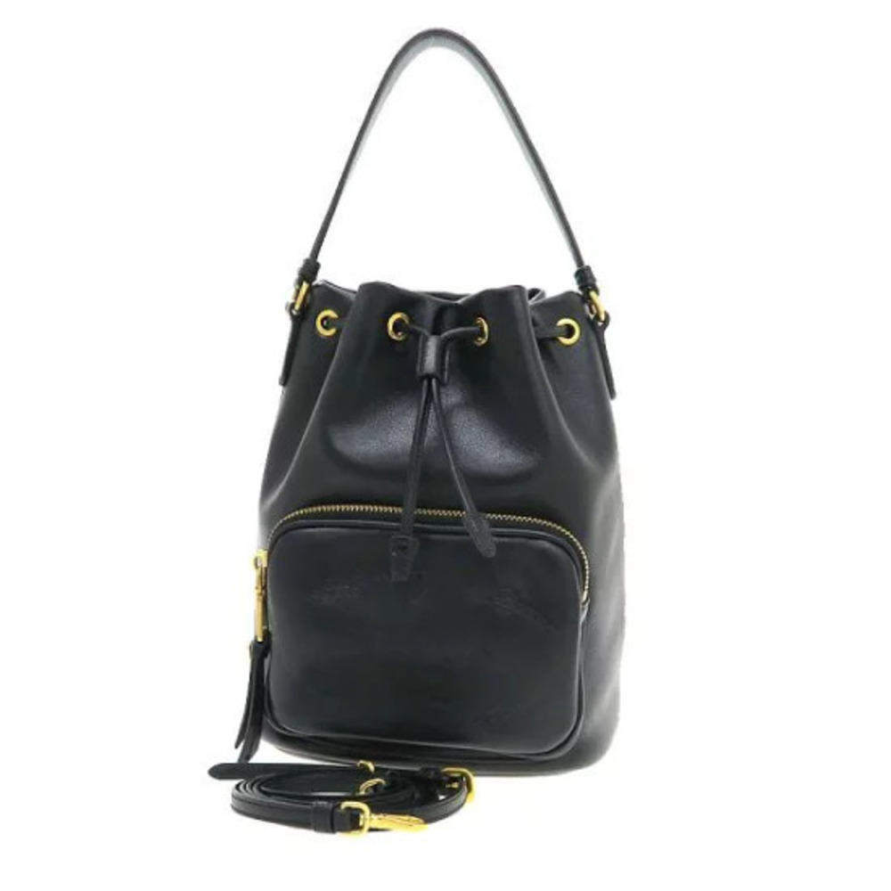 Prada Duet Black Leather Bucket Bag